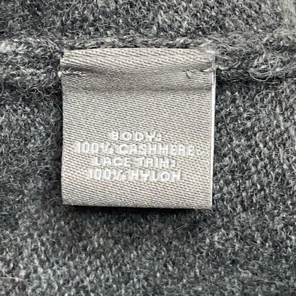 Neiman Marcus the cashmere collection gray with black lace trim sweater M - Picture 10 of 15